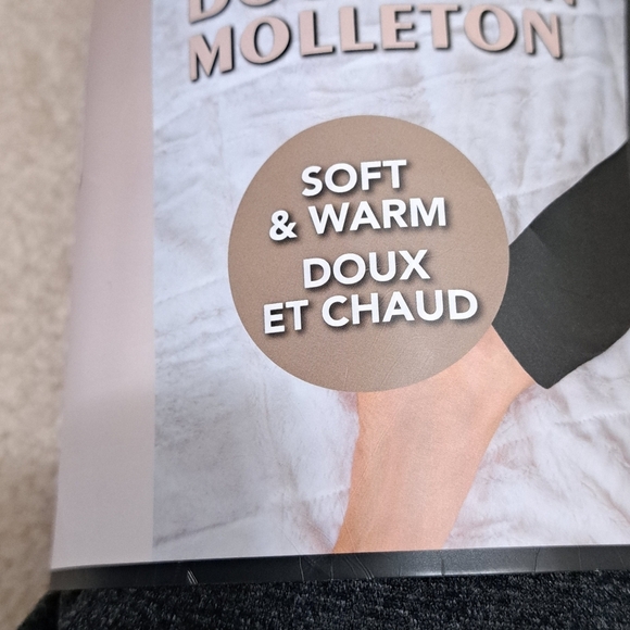 New! Catherine Malandrino Leggings 2 Pack Fleece Lined Size Medium Black Grey - Picture 3 of 8